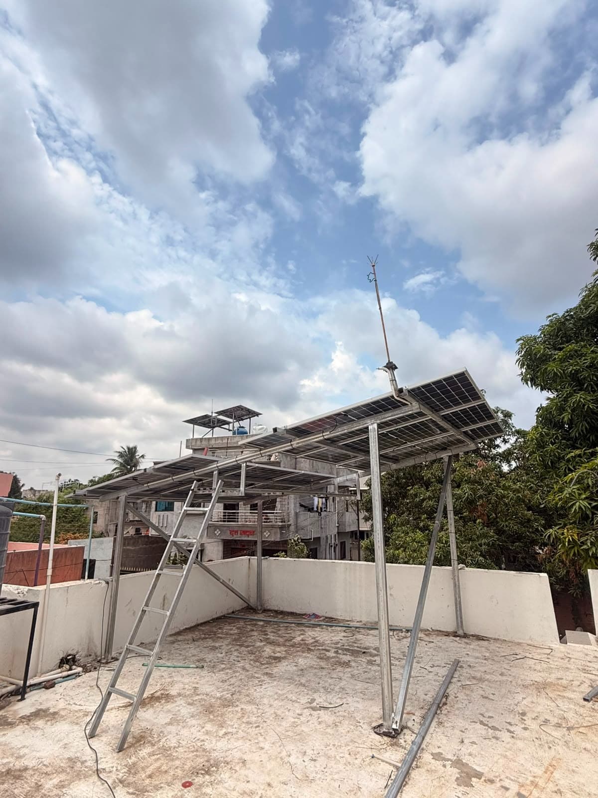 Solar panels fitted across rooftop surface