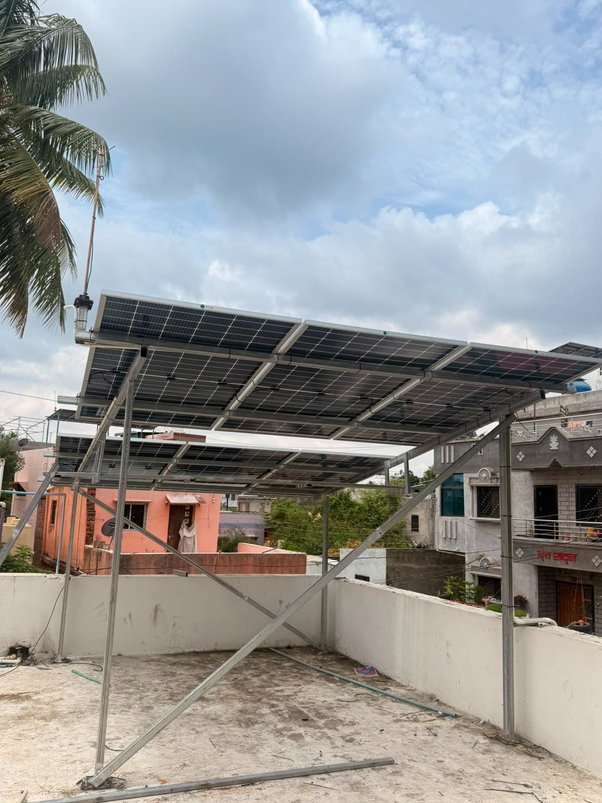 Finished rooftop solar system ready for use